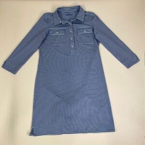 Vineyard‎ Vines Striped Polo Dress Long Sleeve Collared Casual Blue Size S